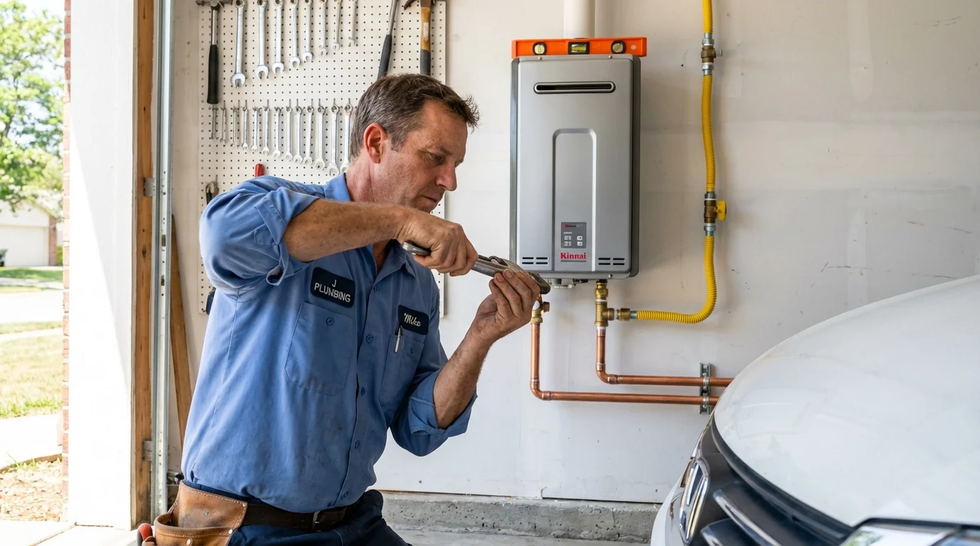 Tankless water heater installation by a Johns Plumbing LLC plumber in Dupo
